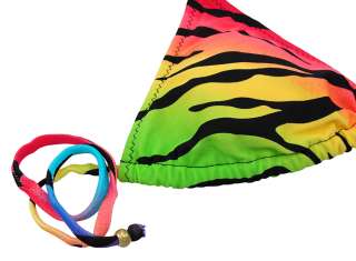 Rainbow Zebra Stripe String Bikini Swimsuit Size M  