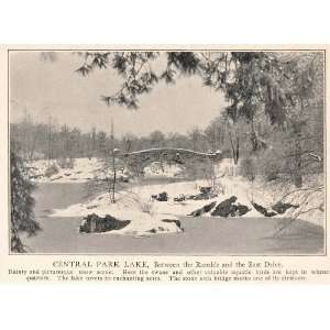  1903 Central Park Lake New York City Winter Snow Print 