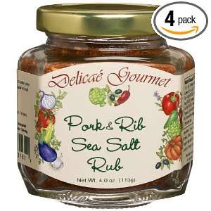 Delicae Pantry Gourmet Pork & Rib Sea Salt Rub, 4 Ounce Glass Jars 
