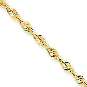   Yellow Gold 2.55mm Diamond Cut Extra Lite Rope Chain Anklet Jewelry