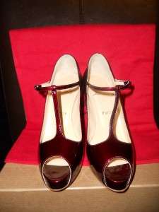   Louboutin BURLINA Patent Leather T Strap Pumps Heels Shoes 36.5 / 6.5