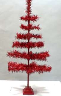 CHRISTMAS FEATHER RED TINSEL TABLETOP TREE 36  