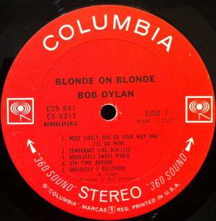BOB DYLAN blonde on blonde 2LP C2S 841 VG 360 Orig 66  