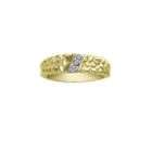 10K Yellow Gold Mens Nugget Wedding Band with Diamond Accents