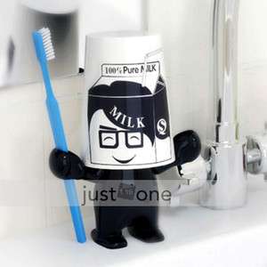   Bathroom Milk Family Pattern Toothpaste Toothbrush Holder+Cup Kit Set