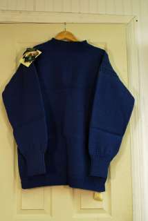 LeTricoteur Traditional Guernsey Sweater British Wool Corvette Blue 