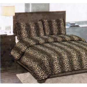   Quilt Coverlet Full Set Leopard Brown/Black 
