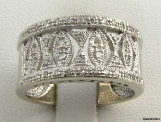 3ctw Genuine Diamond Cut Work Womens Designer Wide Band Ring   14k 