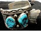 Native American Sterling & Turquoise Watch Bracelet