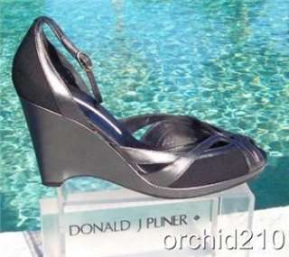 Donald Pliner ~$260 ~COUTURE~ BLACK PEWTER LEATHER~ WEDGE Shoe NIB 