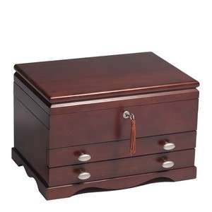   Mahogany Wooden Jewelry Box Chest. Fully Locking, Heirloom Quality