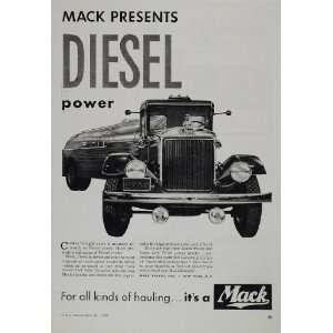  1938 Ad Vintage Mack Diesel Power Truck Tanker B/W 