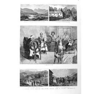  1885 COTTAGE INDUSTRY SPINNING LINEN LANGDALE LOOM ART 