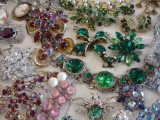 Stunning Antique and Vintage rhinestone jewelry lot Weiss~Florenza~BSK 
