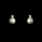 Second Glance Fashions Gold Cubic Zirconia Pearl Ball Earrings