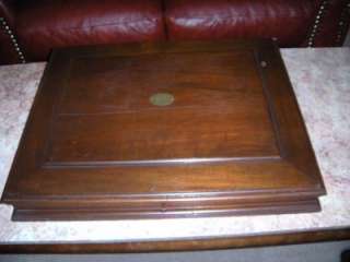 ANTIQUE WOOD DEED BOX BRASS MONOGRAM CIRCA 1800s  