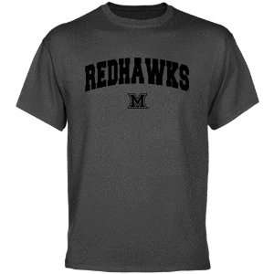 Miami University RedHawks Charcoal Logo Arch T shirt  