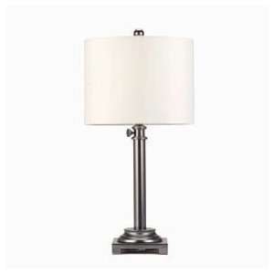  Adjustable Table Lamp with White Drum Shade in Gun Metal 