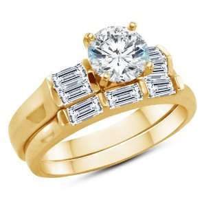 Size 6   Solid 14K Yellow Gold Round Brilliant Cut Solitaire Center 