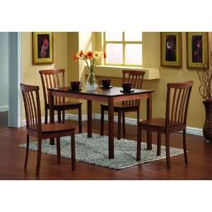   Walnut Finish Dining Set 5 Pc Dinette Set Chair Chairs