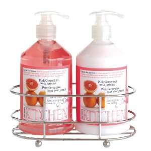  Soap & Candle Kitchen Caddy Set with Hand Lotion and Hand Wash, Pink 