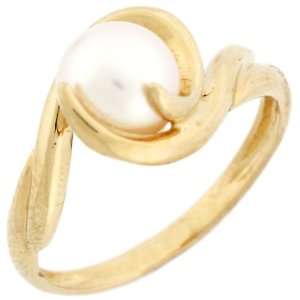  10k Solid Gold Freshwater Pearl Swirl Solitaire Unique 
