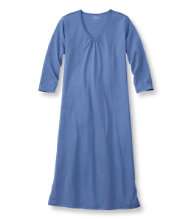 Womens Supima Cotton Nightgown, V Neck Three Quarter Sleeve