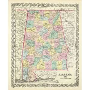  STATE OF ALABAMA (AL) BY J.H. COLTON 1856 MAP
