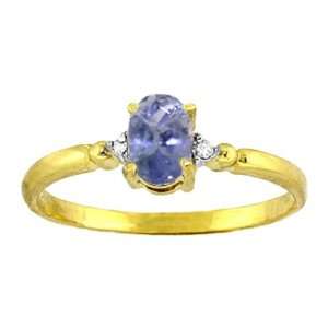  Genuine Oval Tanzanite & Diamond 14k Gold Ring Jewelry
