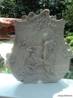 VINTAGE Victorian FRENCH Plaster Plaque Two Women DOVE  