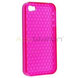 Clear Pink Diamond Rubber TPU Soft Gel Skin Case+Stylus Pen For iPhone 