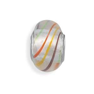    Clear with Red, White and Blue Line Design Glass Bead Jewelry