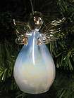 Delicate Iridescent Blue Angel Blown Glass Christmas Ornament New Gold 