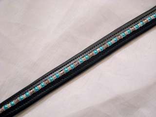 Blue Crystal Beaded Dressage English Bridle Browband  