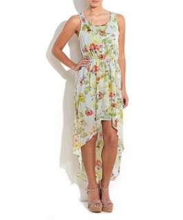 Olive (Green) Floral Print Dip Hem Dress  251917033  New Look
