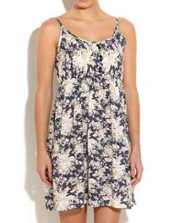   Pattern (Blue) Button Front Floral Summer Dress  244344149  New Look