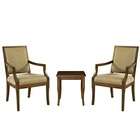 Powell 3 Pc Sonia Rect Back Accent Chairs with Light Cherry wood 