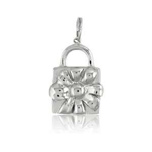  Sterling Silver Flower Lock Christmas Charm Jewelry