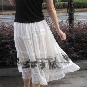 Below Knee length skirt with silk embroidered trim, of total length 