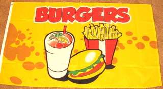 3X5 BURGERS FLAG BANNER FRENCH FRY STAND FAST FOOD F883  