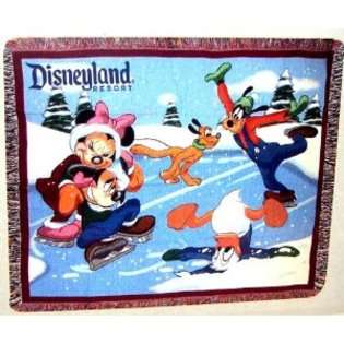 Disneyland Tapestry Woven Throw 60 X 50 Mickey Minnie Mouse Goofy 