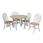 Target Marketing Systems 5pc White/Natural Finish Drop Leaf Dining 