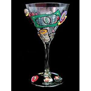  Casino Cards & Chips Design   Hand Painted   Martini Glass 