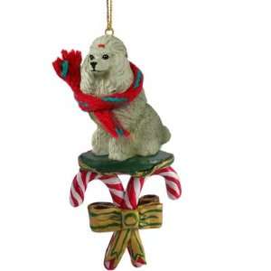   Grey Gray Dog Candy Cane Christmas Holiday Ornament