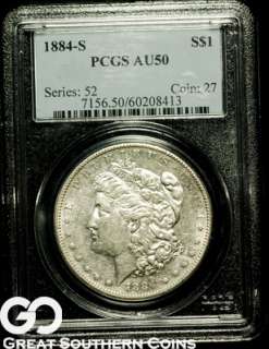 1884 S PCGS Morgan Silver Dollar AU 50 ** KEY DATE  