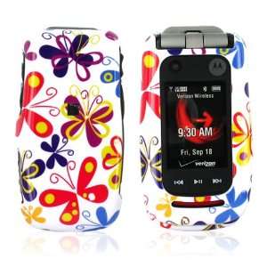   Motorola Barrage V860 Hard Case Butterflies White Cell Phones