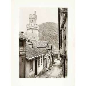 1899 Photogravure Oberwesel Germany Castle Tower Streetscape Historic 