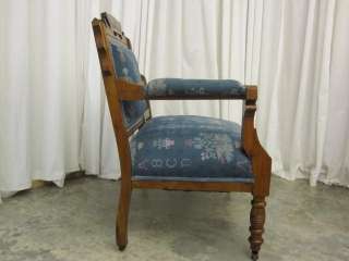 Antique Walnut Eastlake Style Settee with Needlepoint Sampler Style 