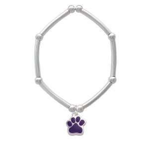  Small Purple Paw Tube and Bead Charm Bracelet [Jewelry 
