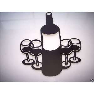    Wine Bottle & Glasses Decorative Metal Wall Art